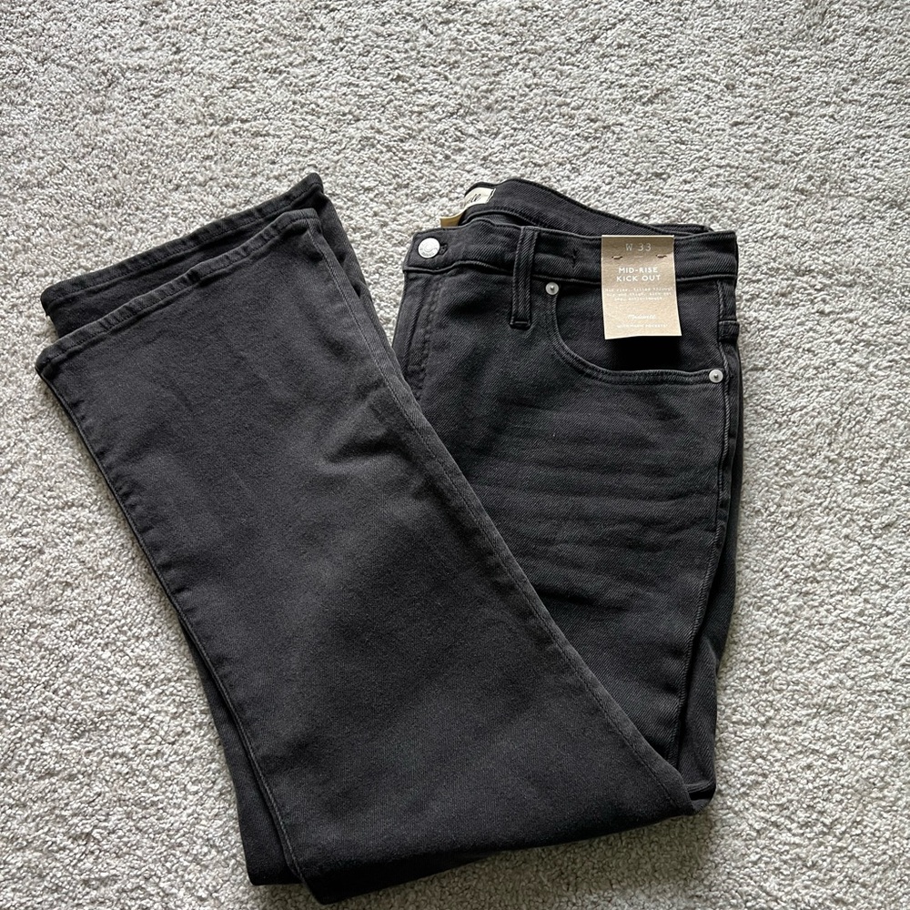 Madewell Mid-Rise Kick Out Black Demin Jeans NWT
